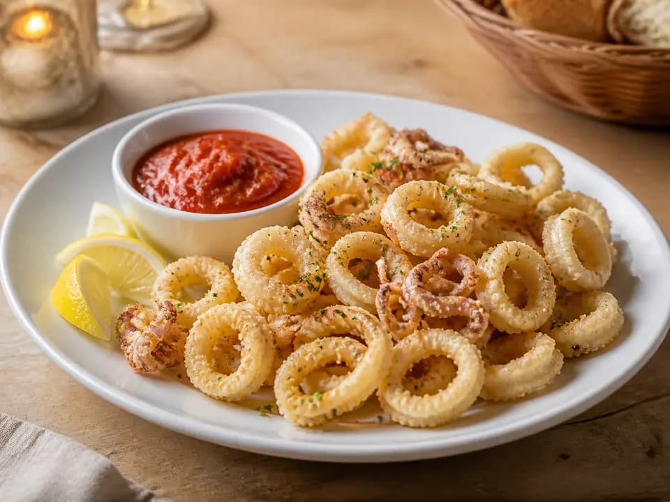 Original editorial rendering of Calamari for the appetizers menu reference