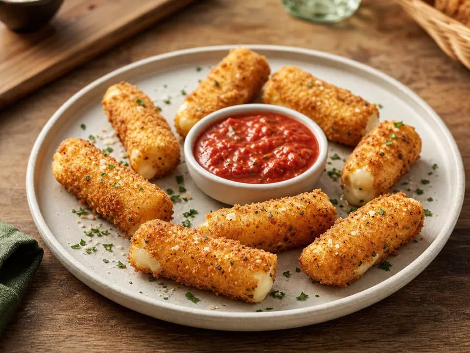 Original editorial rendering of Fried Mozzarella for the appetizers menu reference