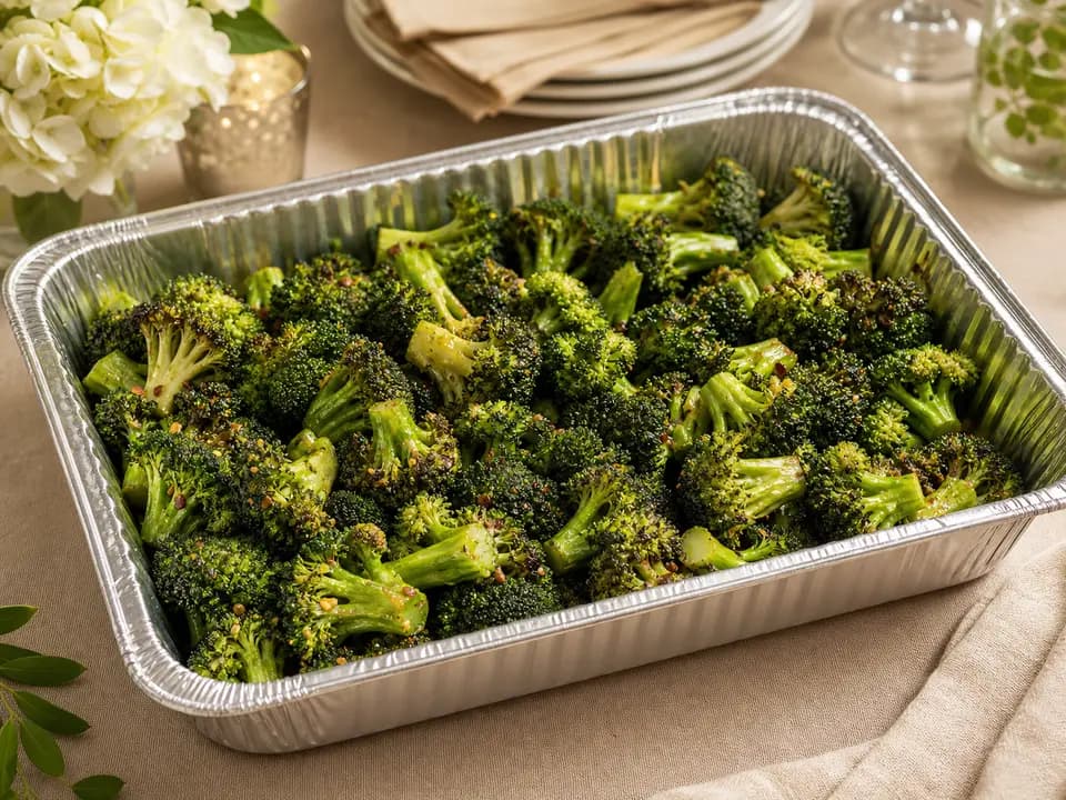 Original editorial rendering of Broccoli (Serves 4–6) for the catering menu reference