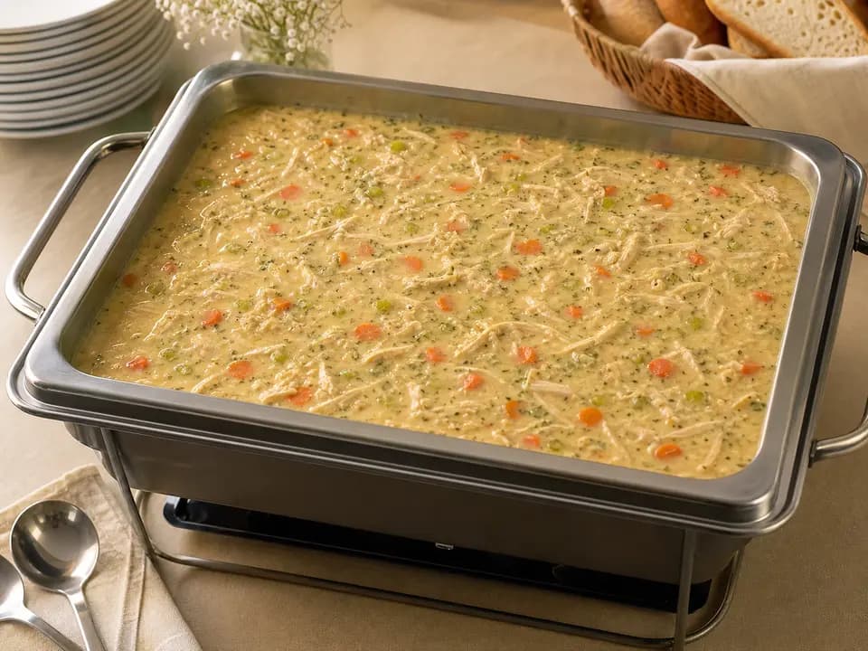 Original editorial rendering of Homemade Soups Large (Serves 12) for the catering menu reference