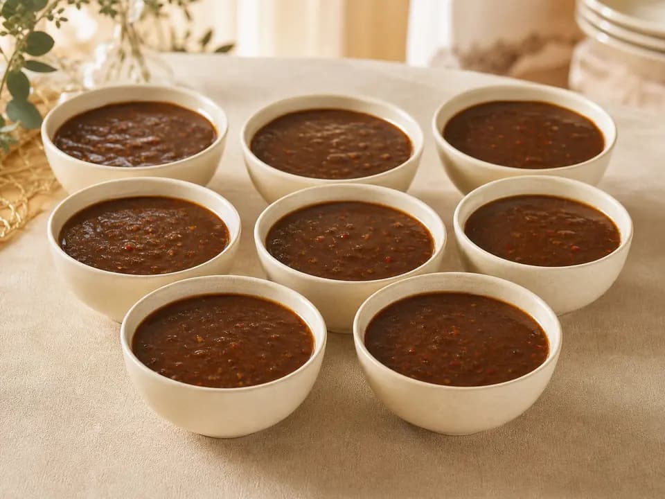 Original editorial rendering of Meat Dipping Sauce (Serves 8) for the catering menu reference