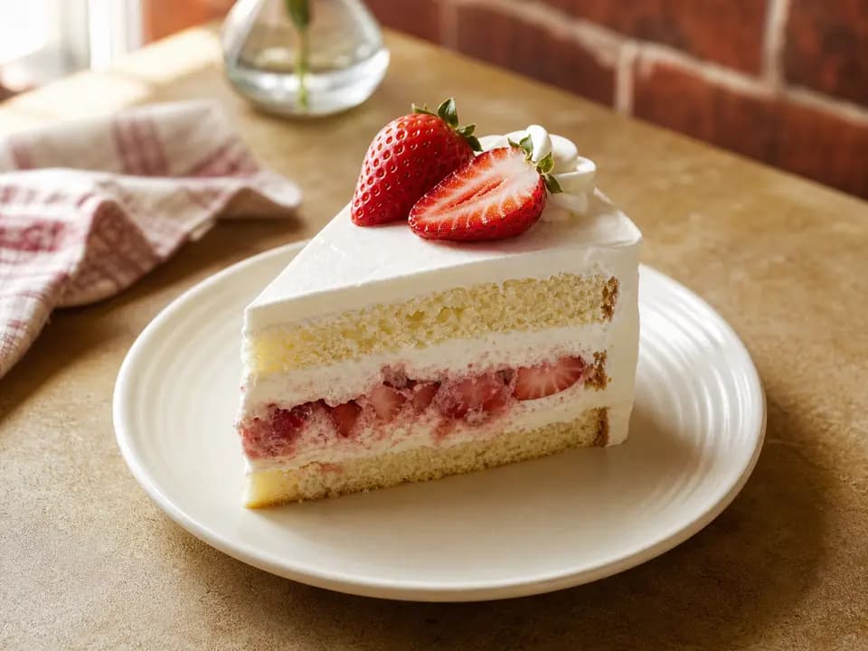 Original editorial rendering of Strawberry Cream Cake (V) for the desserts menu reference