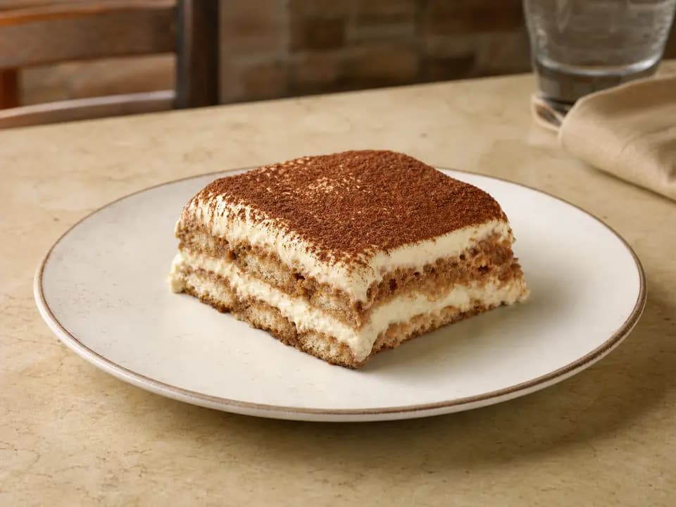 Original editorial rendering of Tiramisu (V) for the desserts menu reference