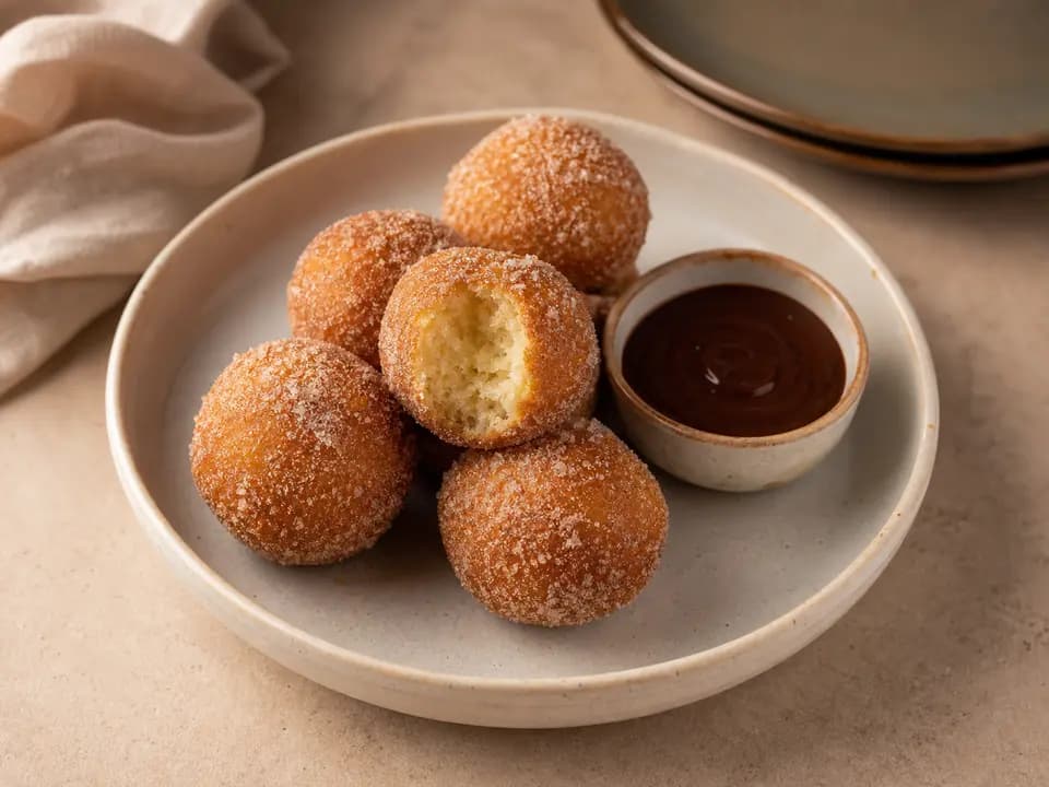 Original editorial rendering of Warm Italian Doughnuts (V) for the desserts menu reference