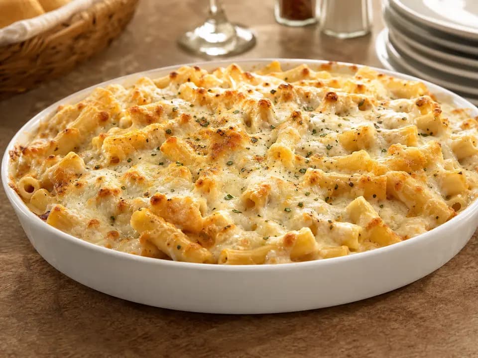 Original editorial rendering of Five Cheese Ziti al Forno for the dinner menu reference