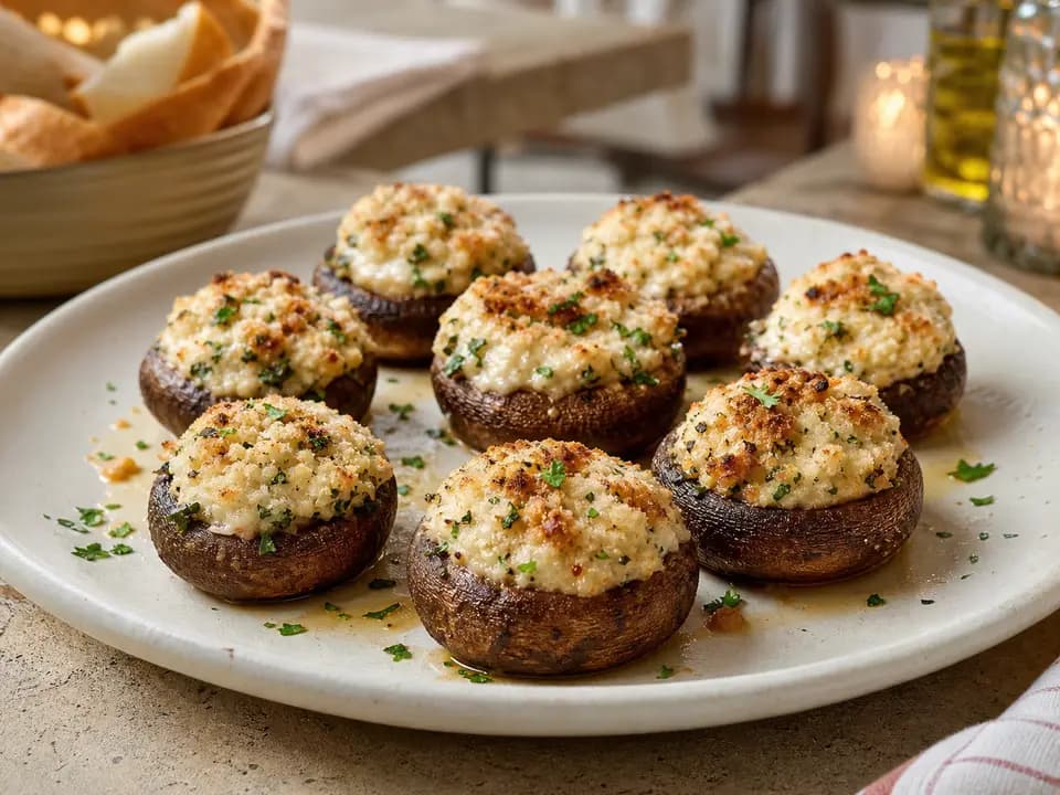 Original editorial rendering of Stuffed Mushrooms for the dinner menu reference