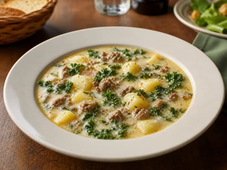 Original editorial rendering of Zuppa Toscana (cup) for the dinner menu reference