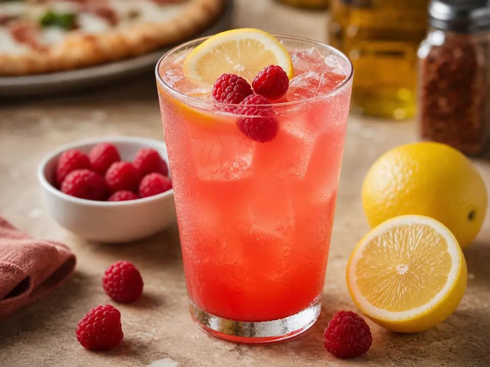 Original editorial rendering of Raspberry Lemonade for the drinks menu reference
