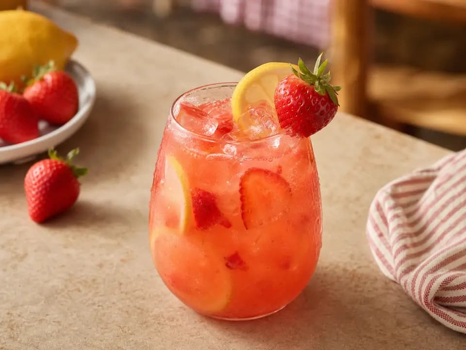 Original editorial rendering of Strawberry Fruit Limonata for the drinks menu reference