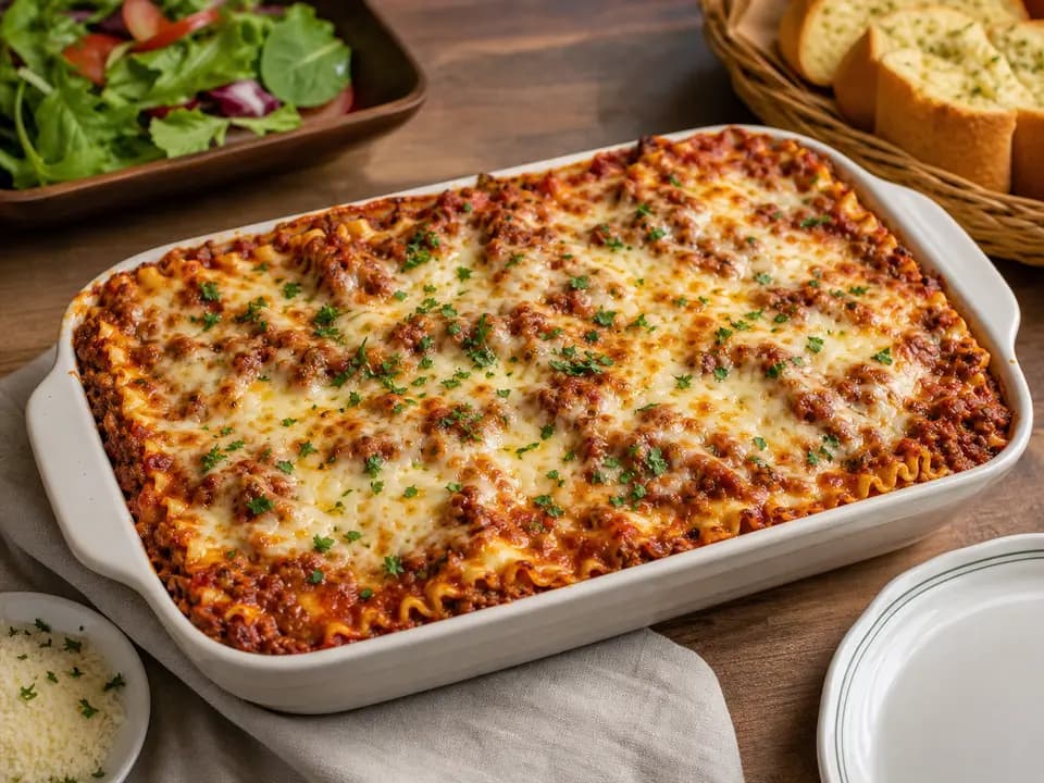 Original editorial rendering of Family-Style Lasagna Bundle for the family style menu reference