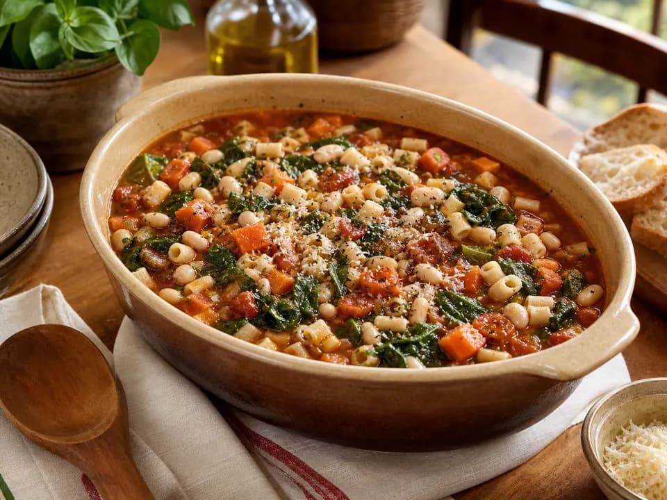 Original editorial rendering of Homemade Soups (Serves 6) for the family style menu reference