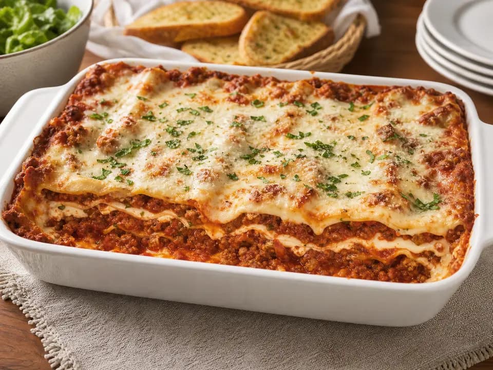 Original editorial rendering of Large Family-Style Lasagna Bundle for the family style menu reference