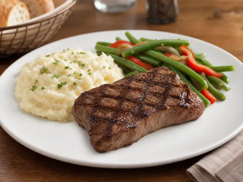Original editorial rendering of 6 oz Sirloin for the gluten-sensitive reference menu reference