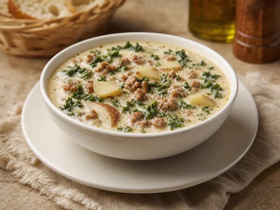 Original editorial rendering of Zuppa Toscana for the gluten-sensitive reference menu reference