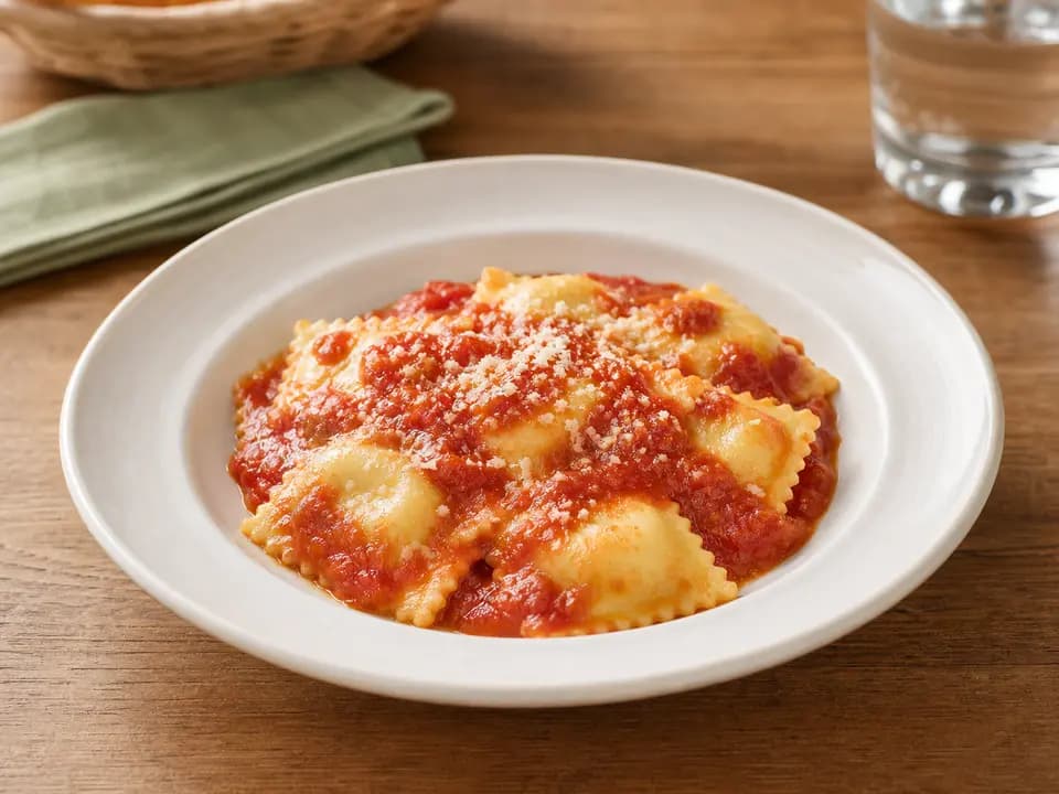Original editorial rendering of Kids Cheese Ravioli (V) for the kids menu reference