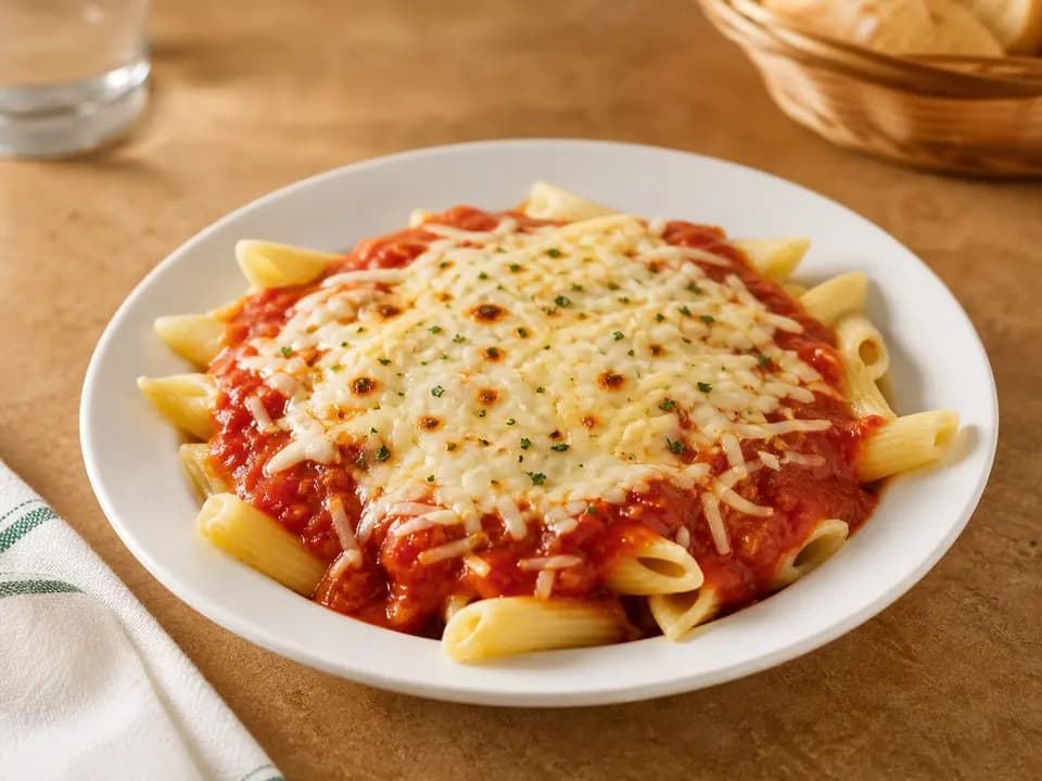 Original editorial rendering of Kids Five Cheese Marinara with Choice of Pasta (V) for the kids menu reference