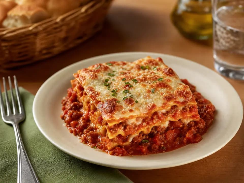 Original editorial rendering of Lasagna Classico for the lunch menu reference