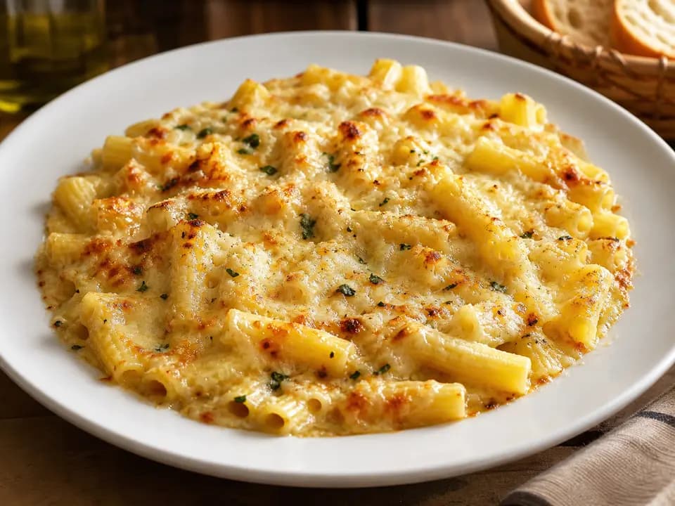 Original editorial rendering of Five Cheese Ziti al Forno for the pasta menu reference