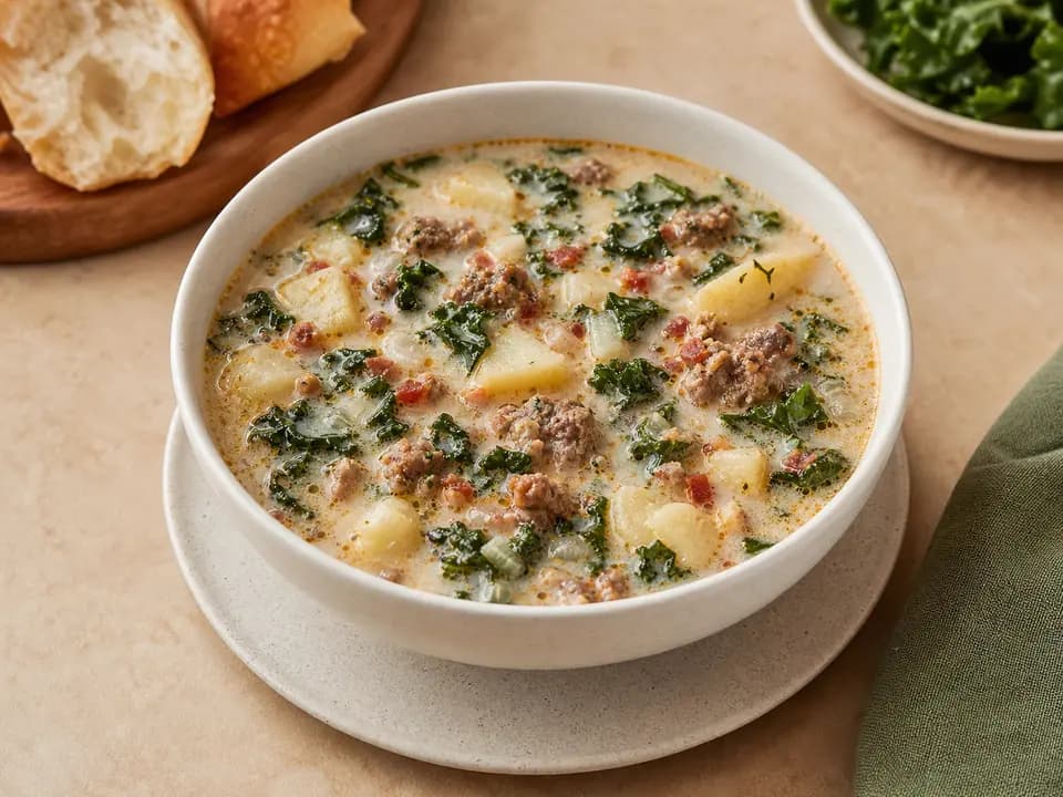 Original editorial rendering of Zuppa Toscana (cup) for the soups & salads menu reference